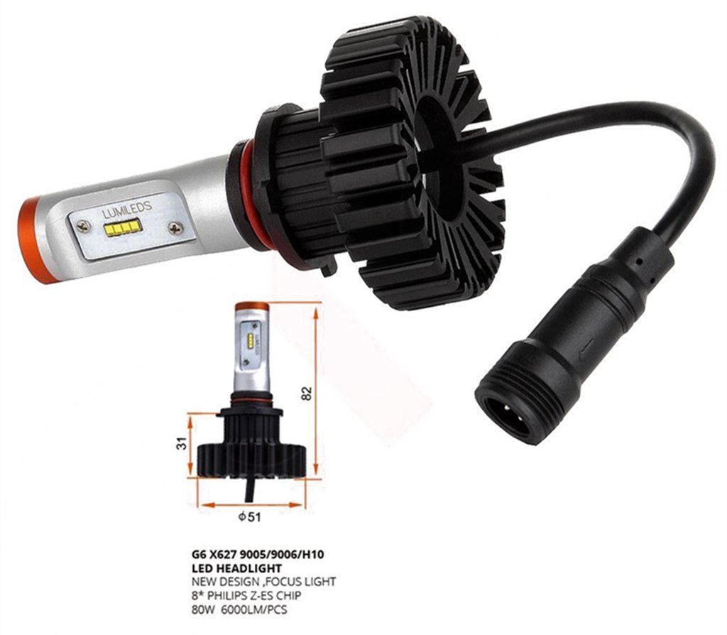 HID WHITE 6000K Philips Luxen LED 160W 12000LM 9005 HB3 Headlight Bulbs