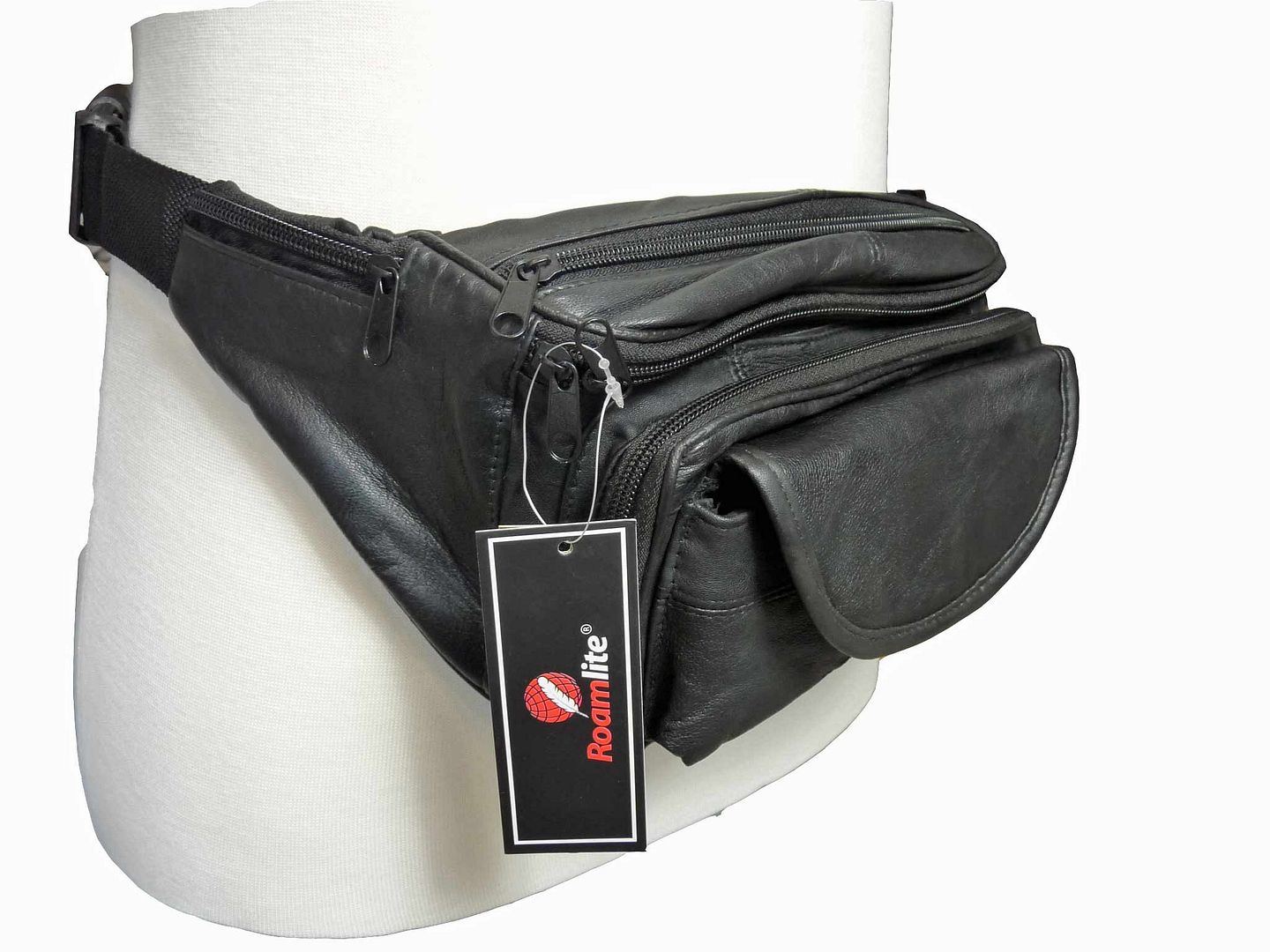 Real Leather Bumbag Extra Very Large 51” Waist Multi 7 Pocket Bum Bag HEAVY DUTY