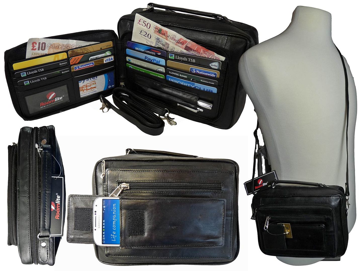 Mens Mans Soft Leather Travel Organiser Utility Man Bag Shoulder Bags