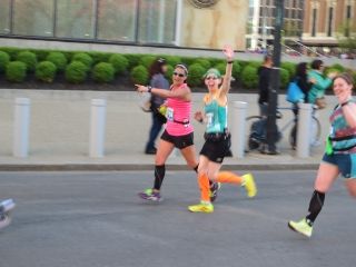 Janelle, me, and Kat love seeing familiar faces around Mile 6.3 in the Buffalo Marathon - Buffalo, New York