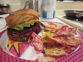Gluten-Free Smokey Purple Sweet Potato and Chickpea Veggie Burger (with a side of homemade beet chips)