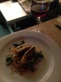 Rye's Fennel with Parsnip, Black Garlic, Red Watercress, Pistachio, Orange-Mustard Jus, served with Angeline Reserve Pinot Noir