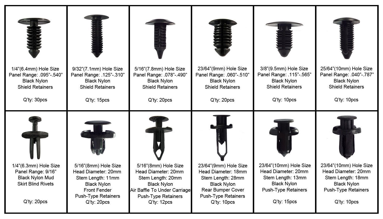 192 Clip Automotive Push Pin Retainer Assortment Kit For Toyota Honda