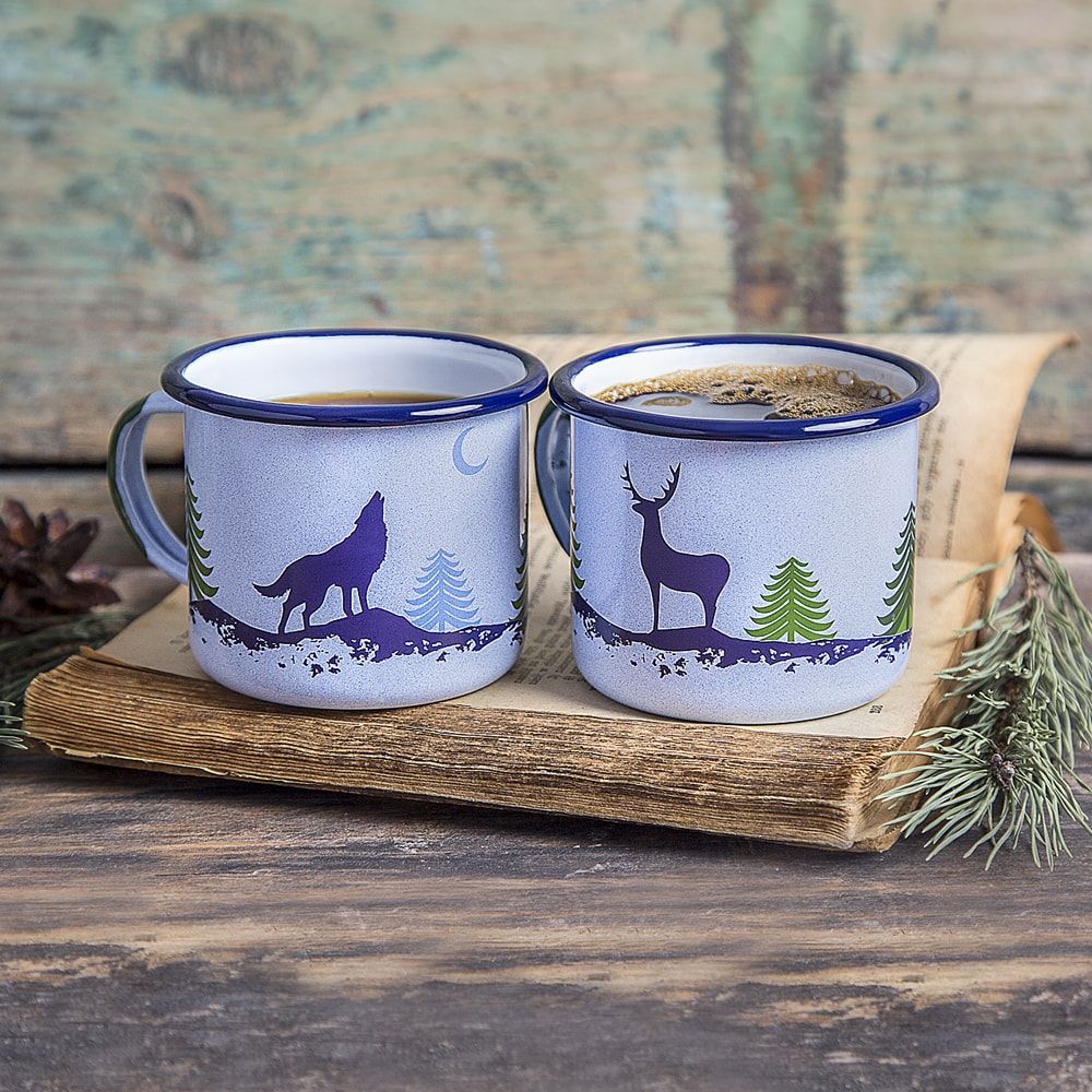 SUSS- Poland emalco Forest Series 珐琅 杯 (Wolf) - 瑕疵 瑕疵 Sale - Mugs - Enamel White